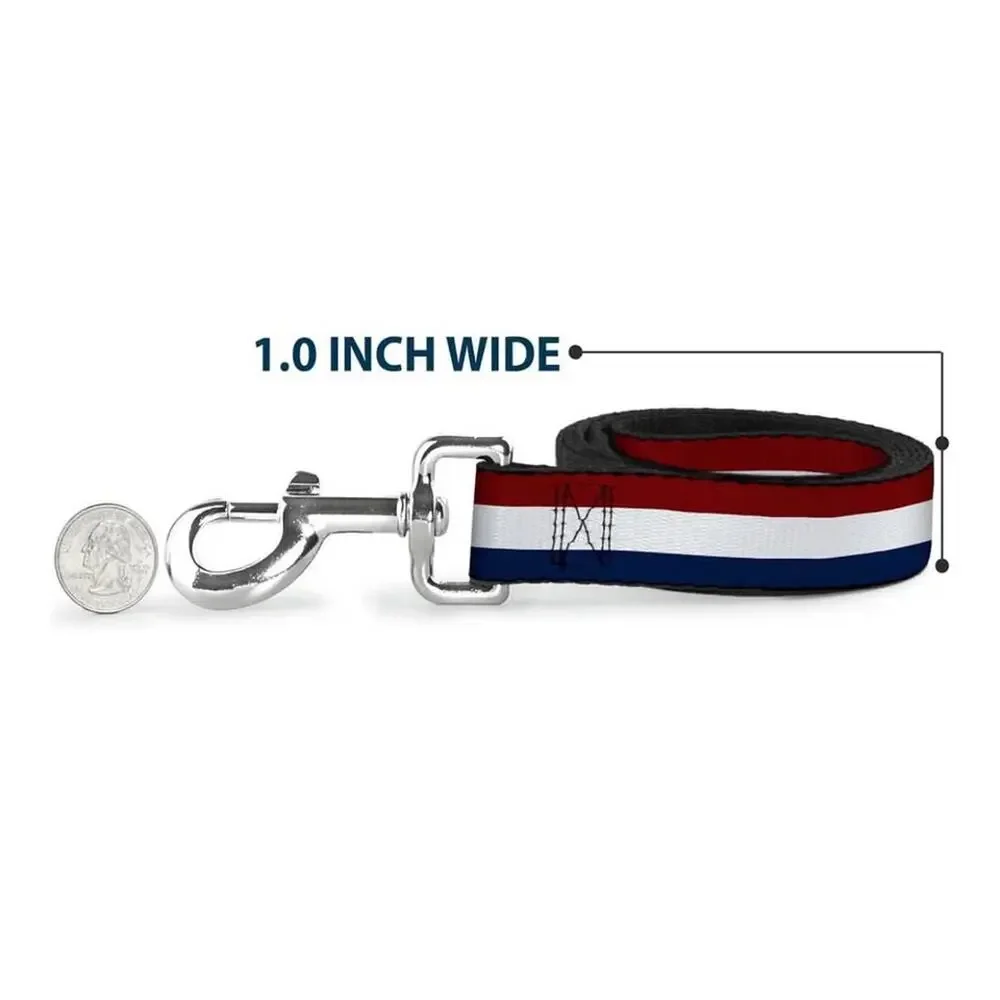 Buckle-Down Dog Leash Stripes Red White Blue Durable Stylish For Walks